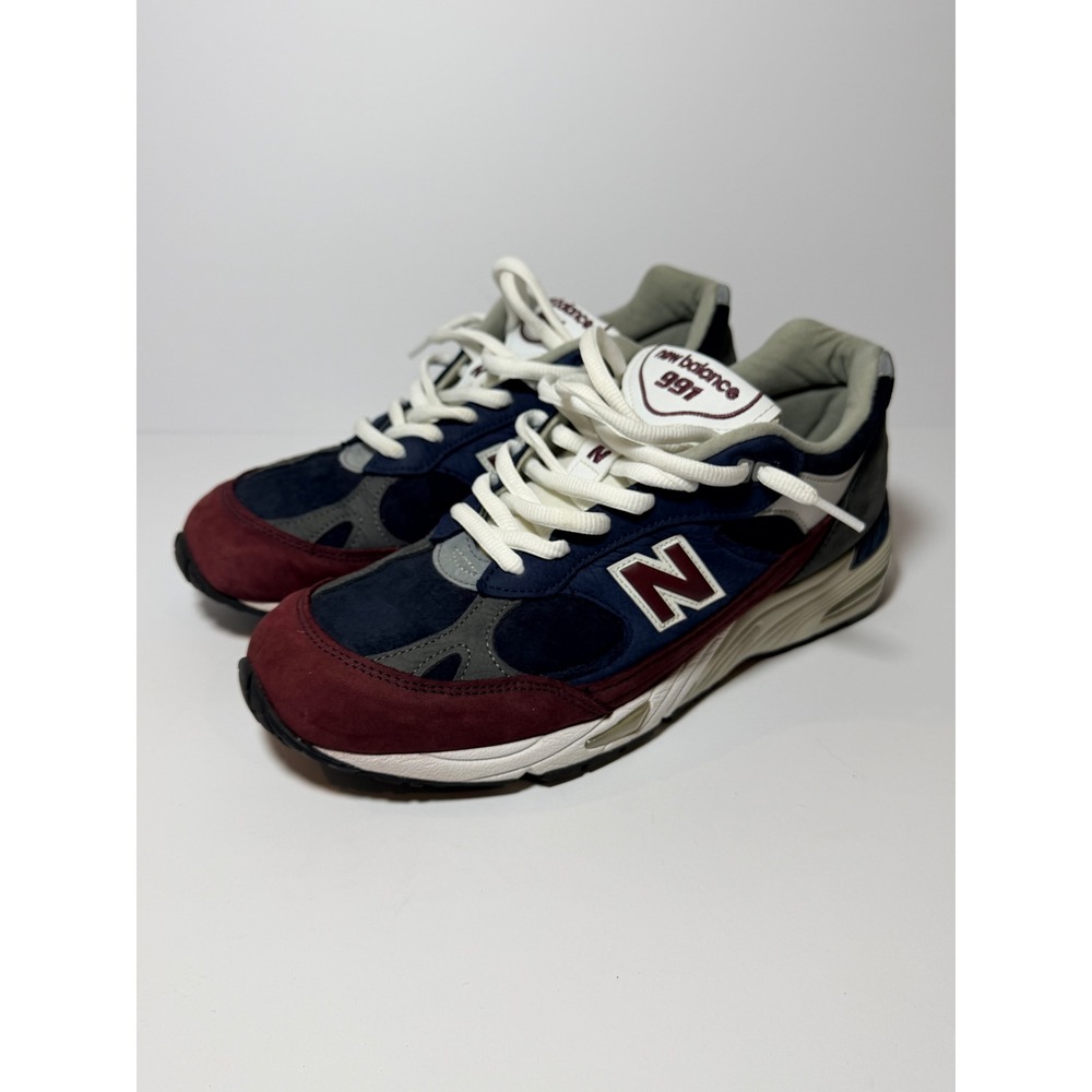 New Balance 991 Sneakers Mens Navy Blue Burgundy Grey Made in UK M991NVB